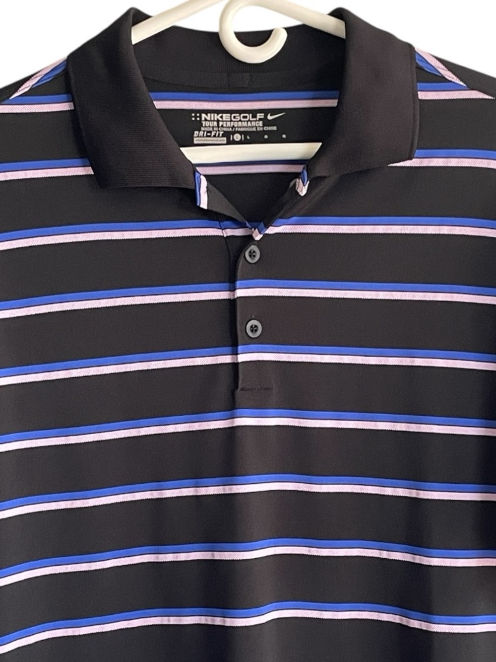 Nike Golf Black Striped Dri-FIT Polo Shirt